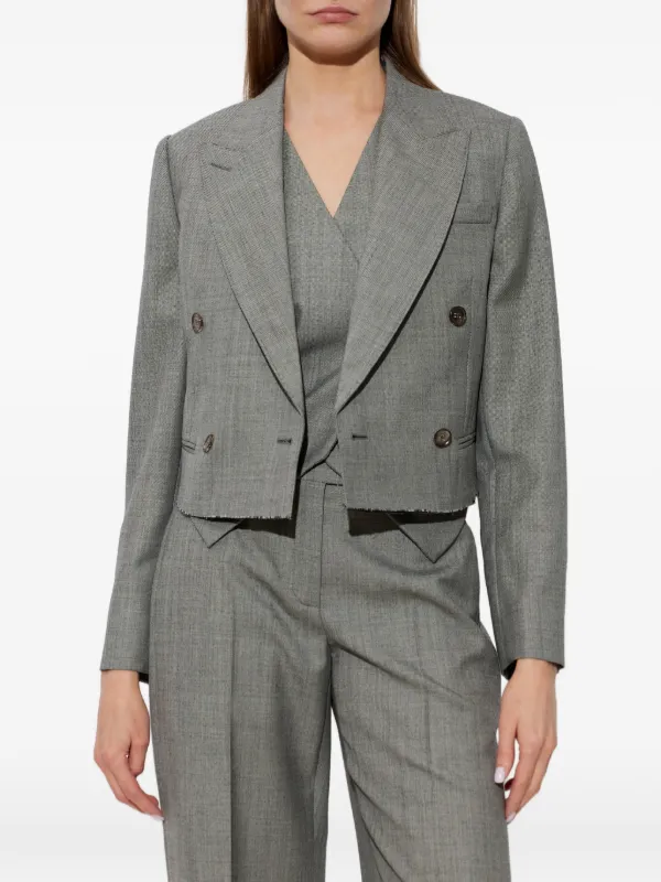 Alexander McQueen クロップド ダブルジャケット | グレー | FARFETCH JP