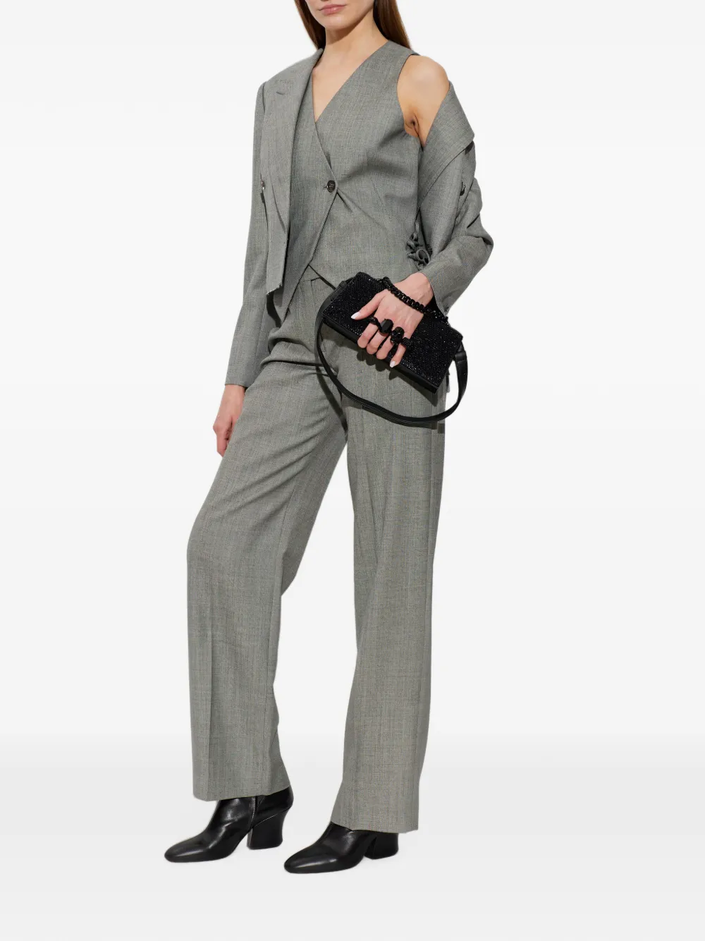 Alexander McQueen Cropped blazer met dubbele rij knopen Grijs