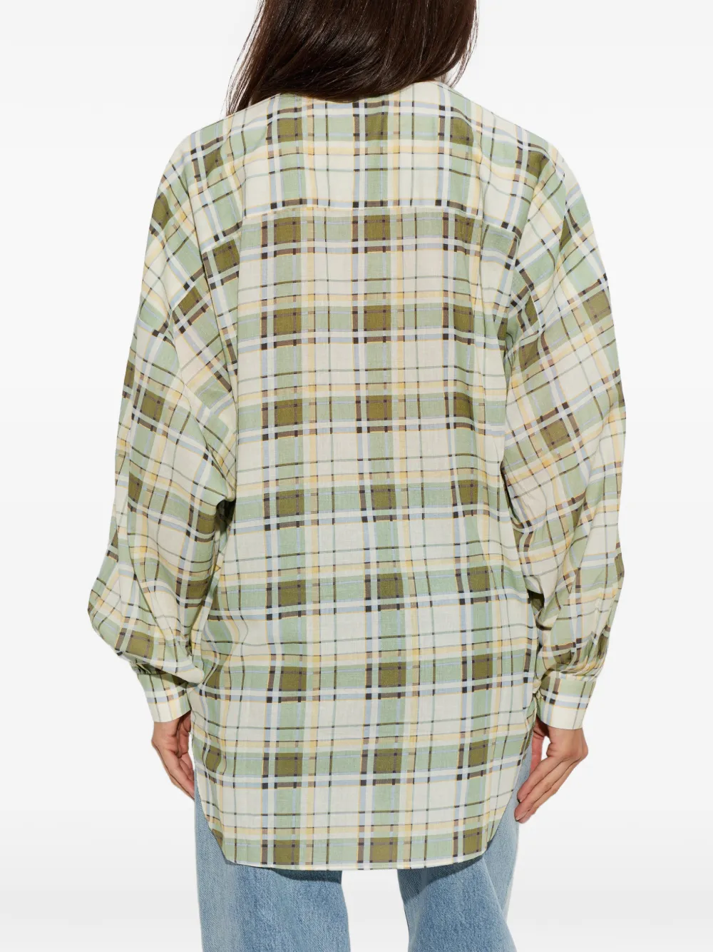 FRAME The Gallery geruite oversized blouse Beige