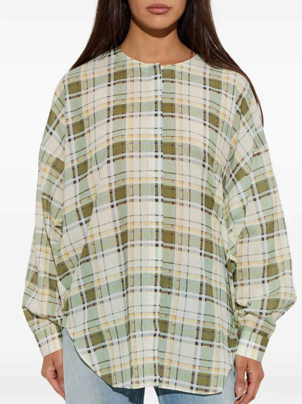 FRAME The Gallery geruite oversized blouse Beige