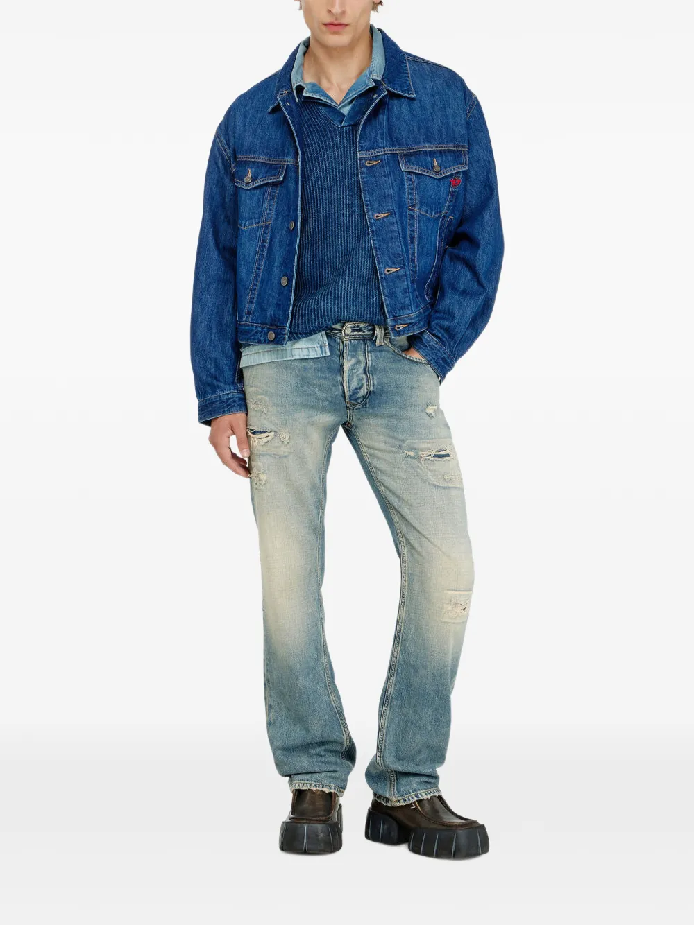 Diesel 1985 Larkee gerafelde jeans Blauw