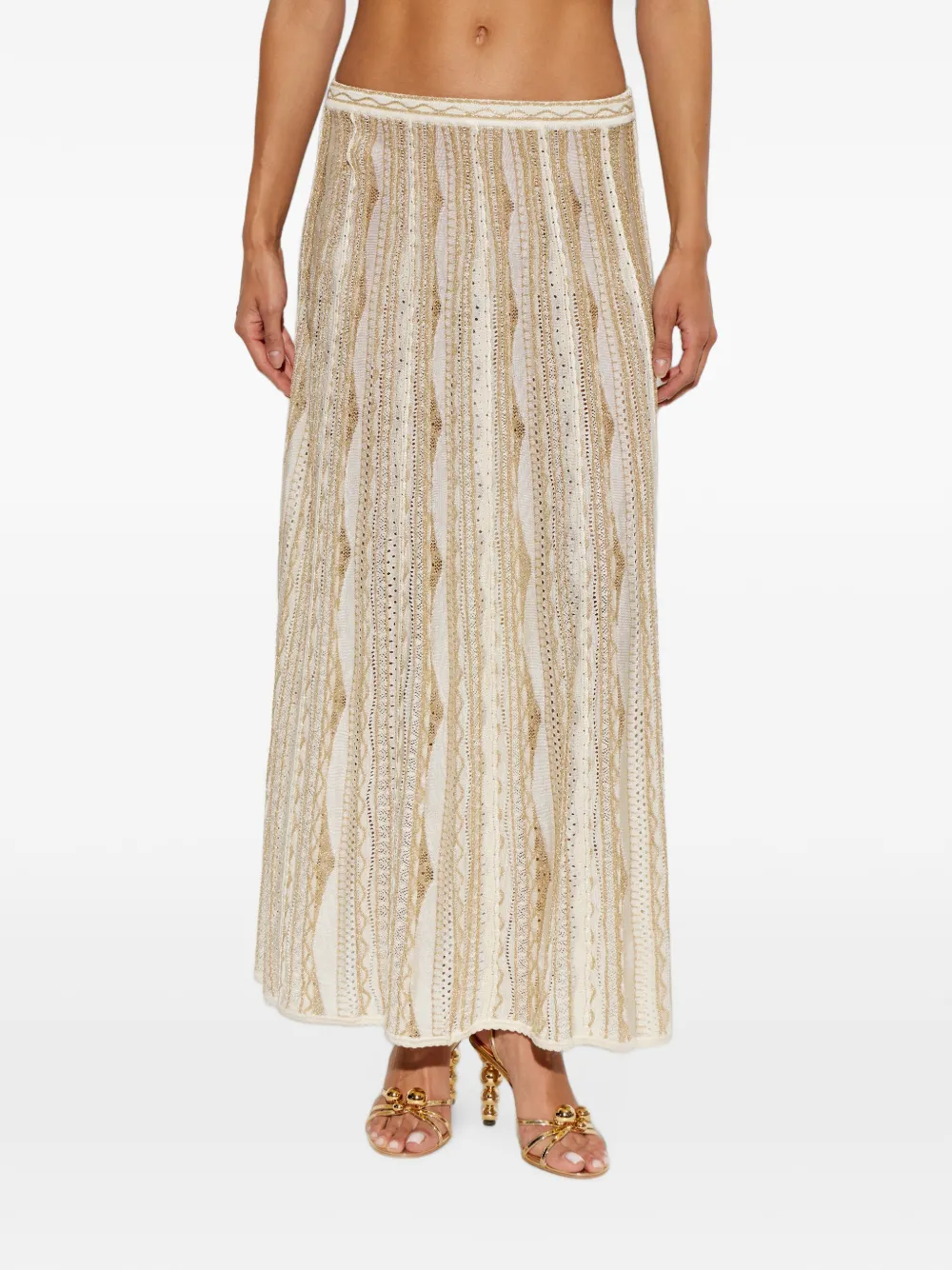 Ulla Johnson Pointelle gebreide maxi-rok met metallic-effect Beige