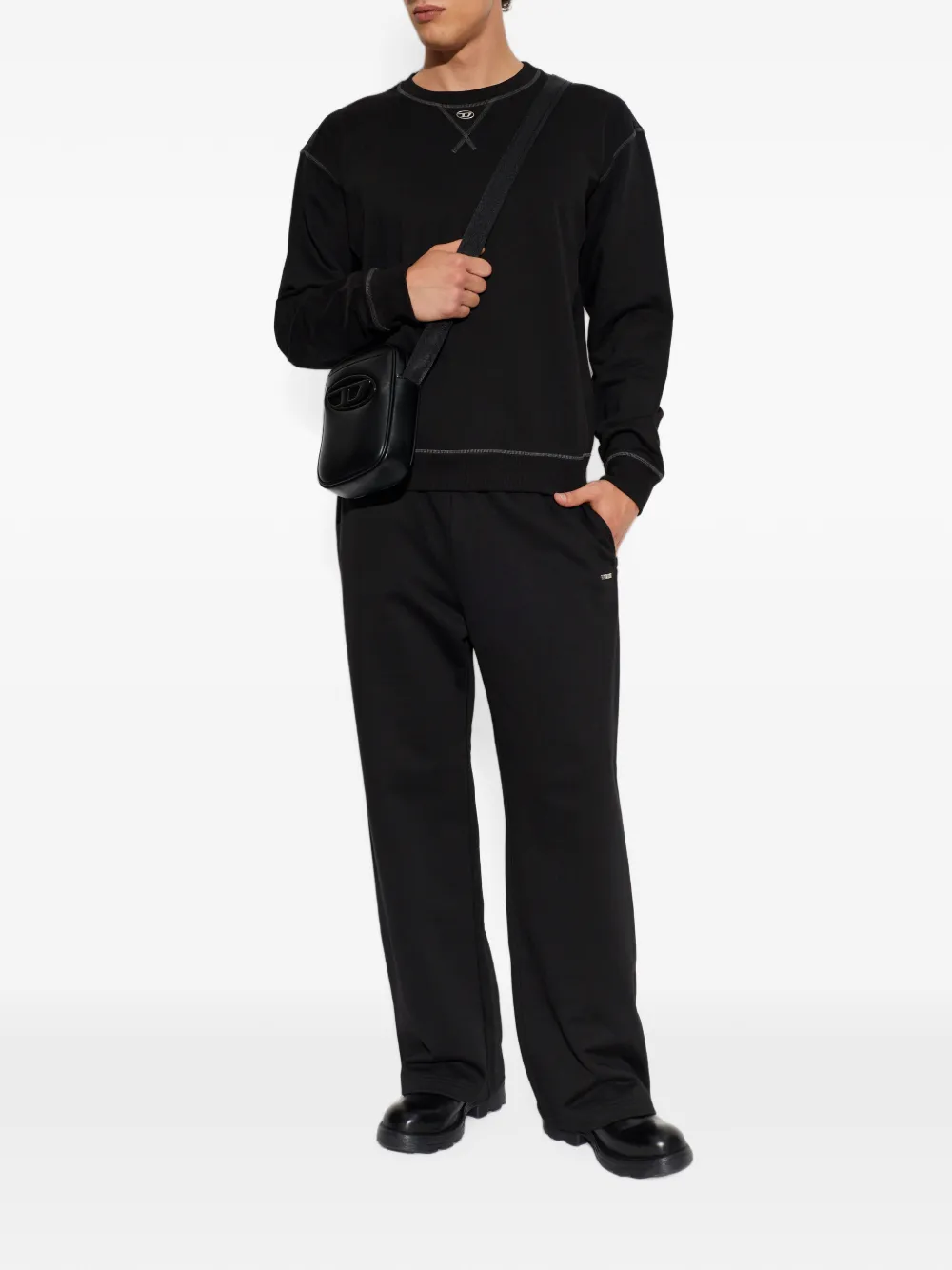 Diesel Trainingsbroek met logoplakkaat Zwart
