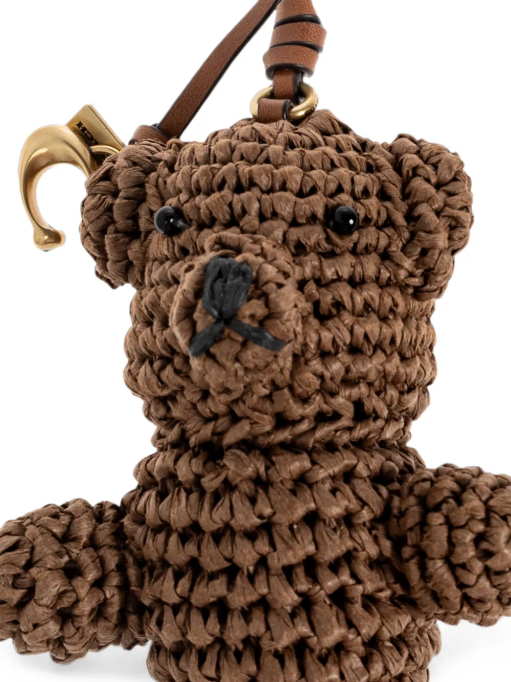 Coach Geweven tassenbedel met teddybeer Bruin