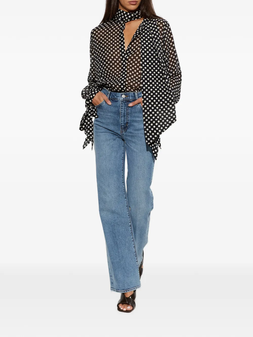 FRAME Blouse met stippen Zwart