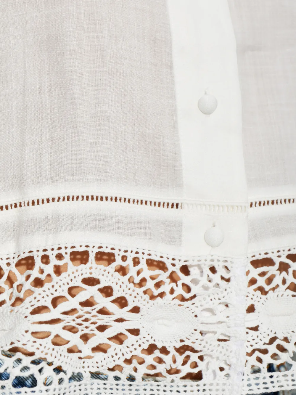 FRAME Heirloom blouse met korte mouwen en kanten afwerking Wit