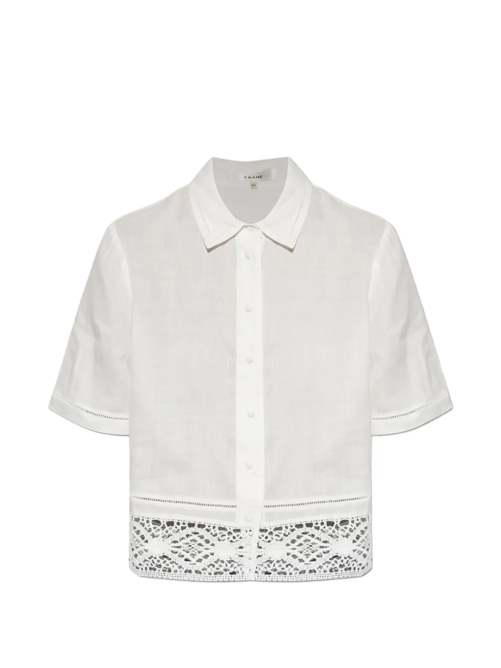 FRAME Heirloom lace-trim short-sleeve shirt - Bianco