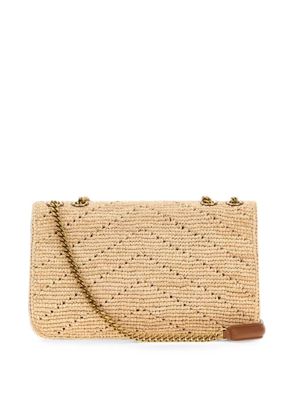 Saint Laurent Loulou raffia schoudertas Beige