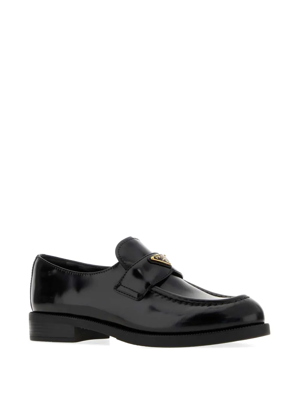 Prada triangle-logo leather loafers Zwart