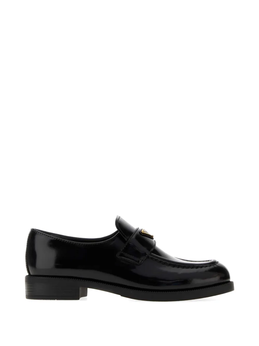 Prada triangle-logo leather loafers Zwart