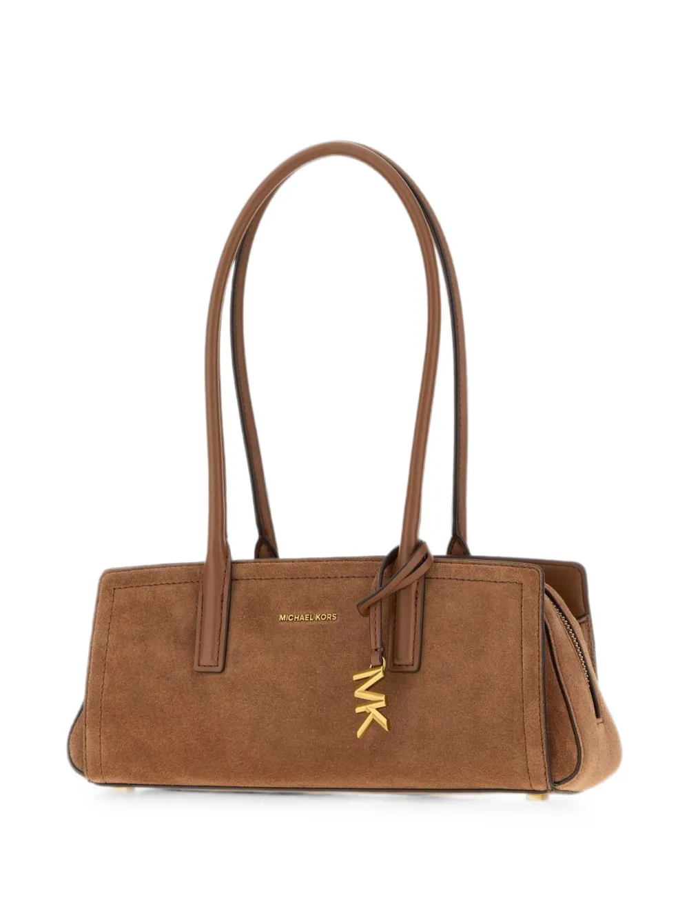 Michael Kors suede-finish logo-pendant east-west bag Bruin