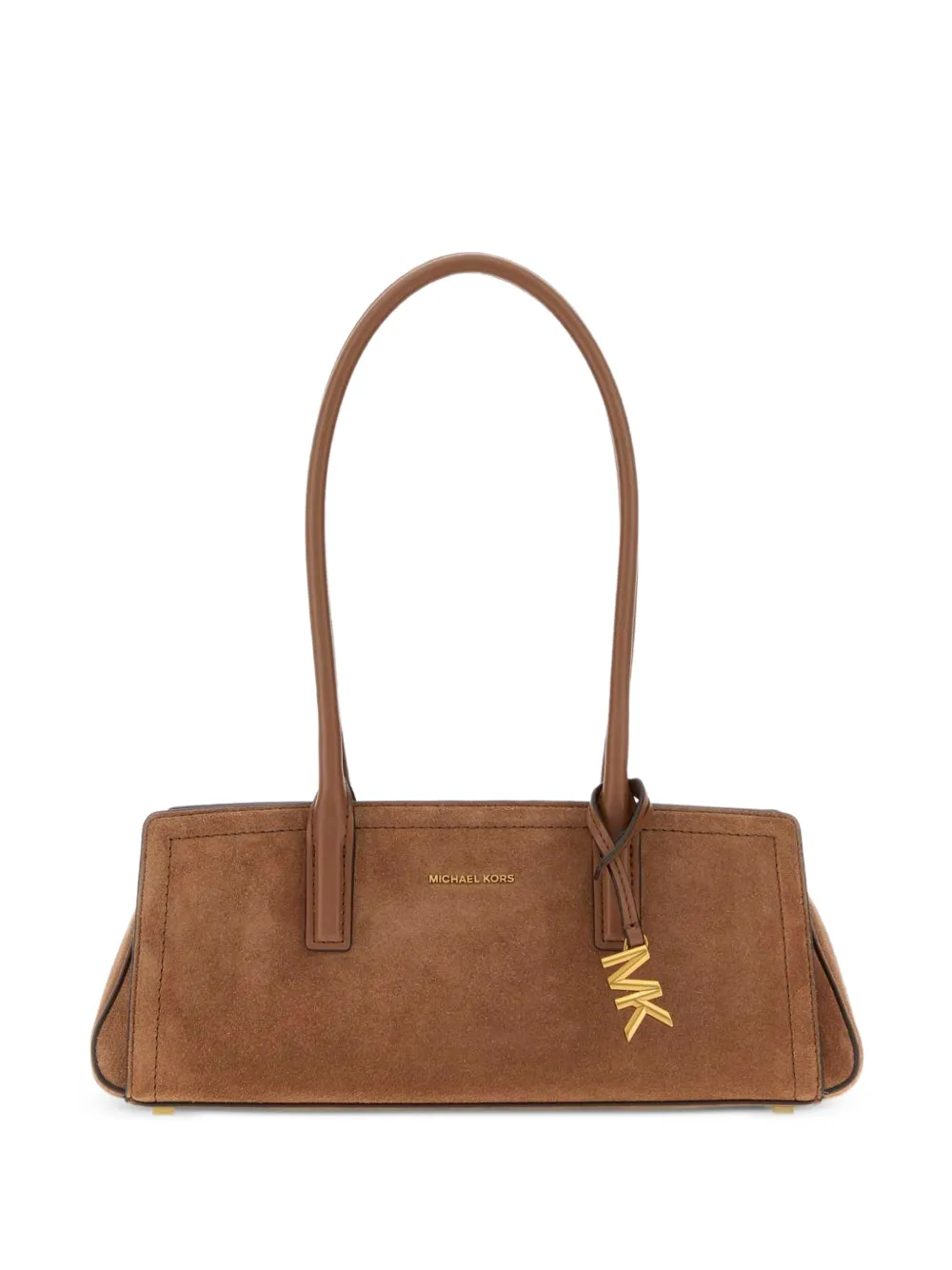 Michael Kors suede-finish logo-pendant east-west bag Bruin