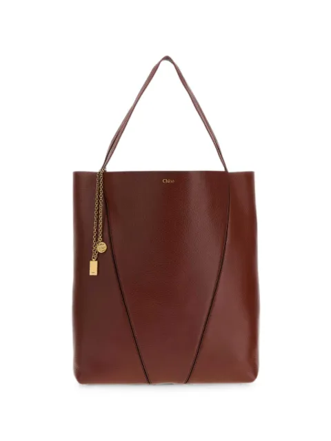 Chloé tote Spin grande de piel granulada