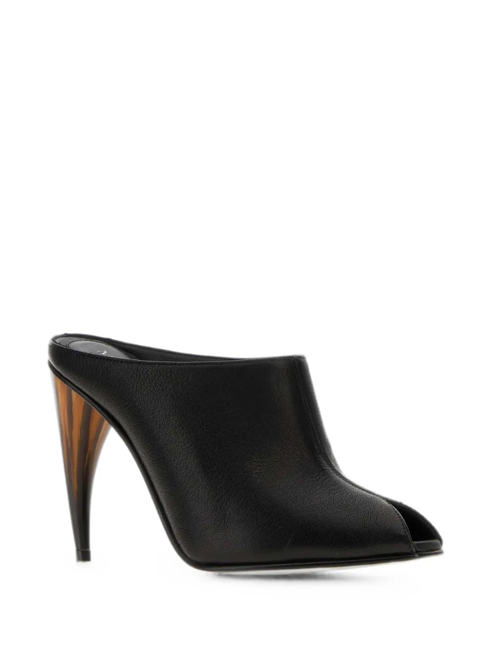 Alexander McQueen peep-toe horn-heel mules Zwart