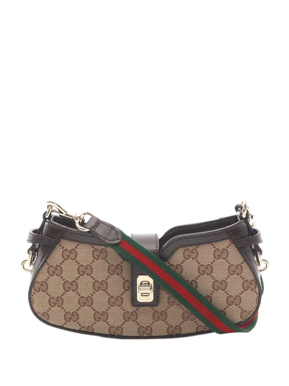 Gucci Pre-Owned 2016-2026 Mini GG Canvas Web Moon Side shoulder bag - Nude