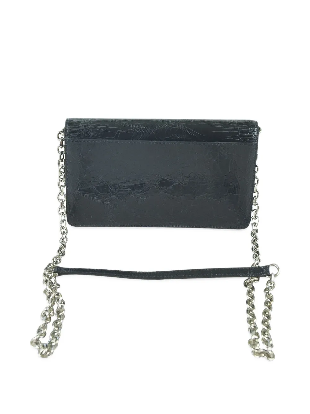 Maison Margiela Four Stitches leren portemonnee met gekreukt effect en ketting Blauw