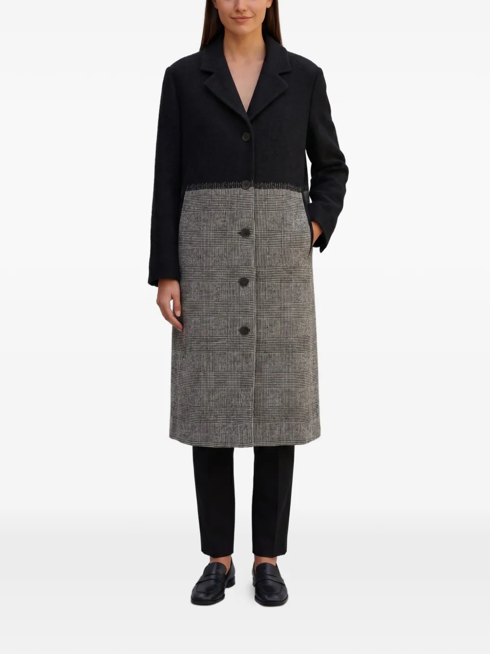 Jil Sander Pre-Owned Glen-check single-breasted coat - Nero