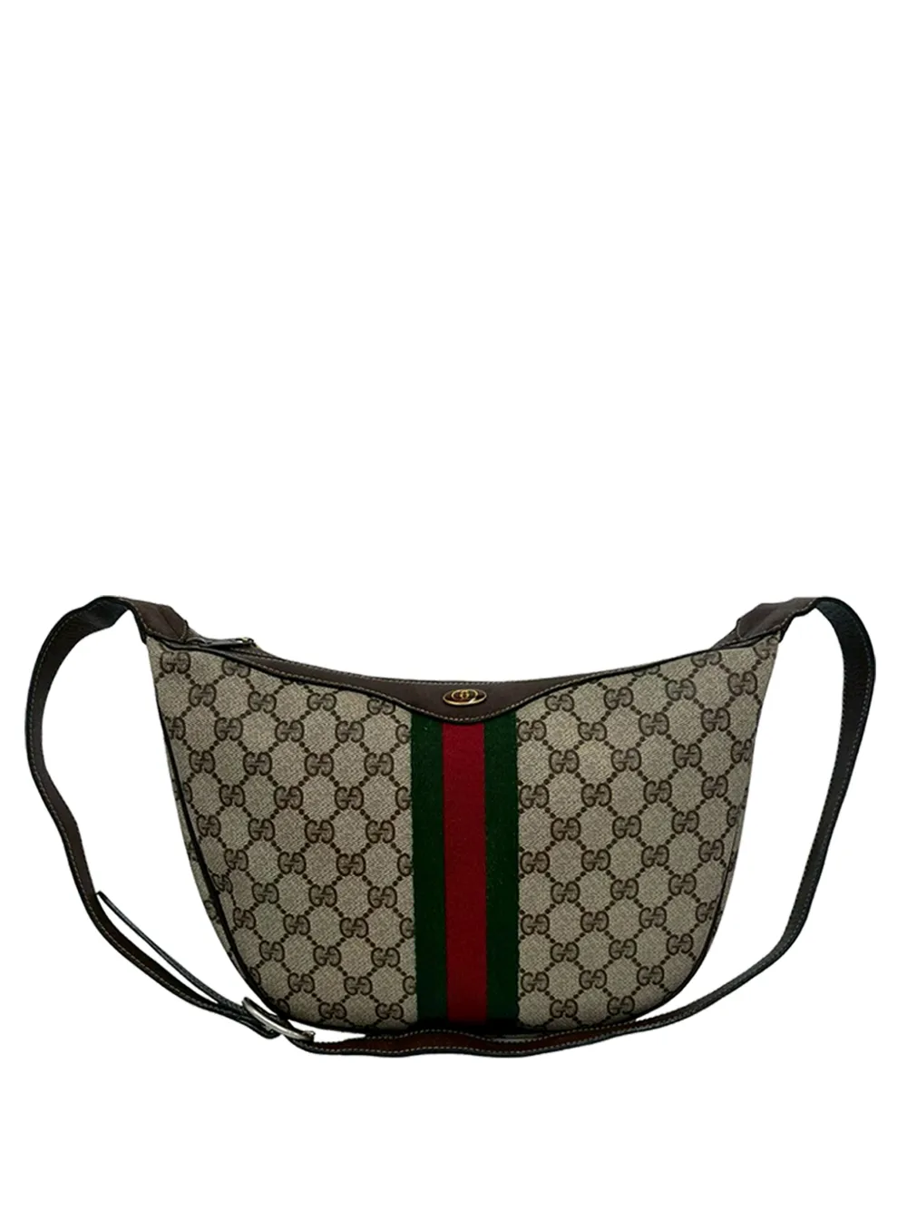 Gucci Pre-Owned 2016-2026 Small GG Supreme Web Ophidia Half Moon crossbody bag - Toni neutri