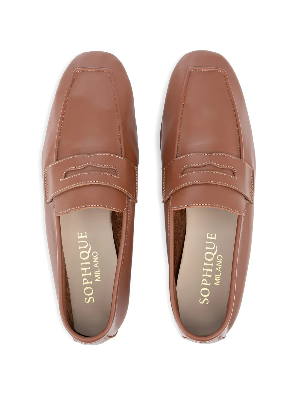 SOPHIQUE Essenziale leren loafers Bruin