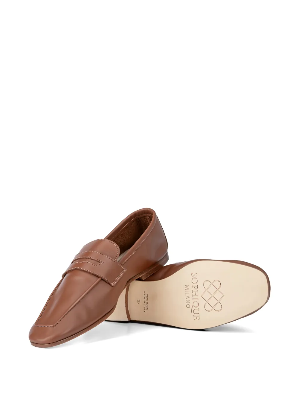 SOPHIQUE Essenziale leren loafers Bruin