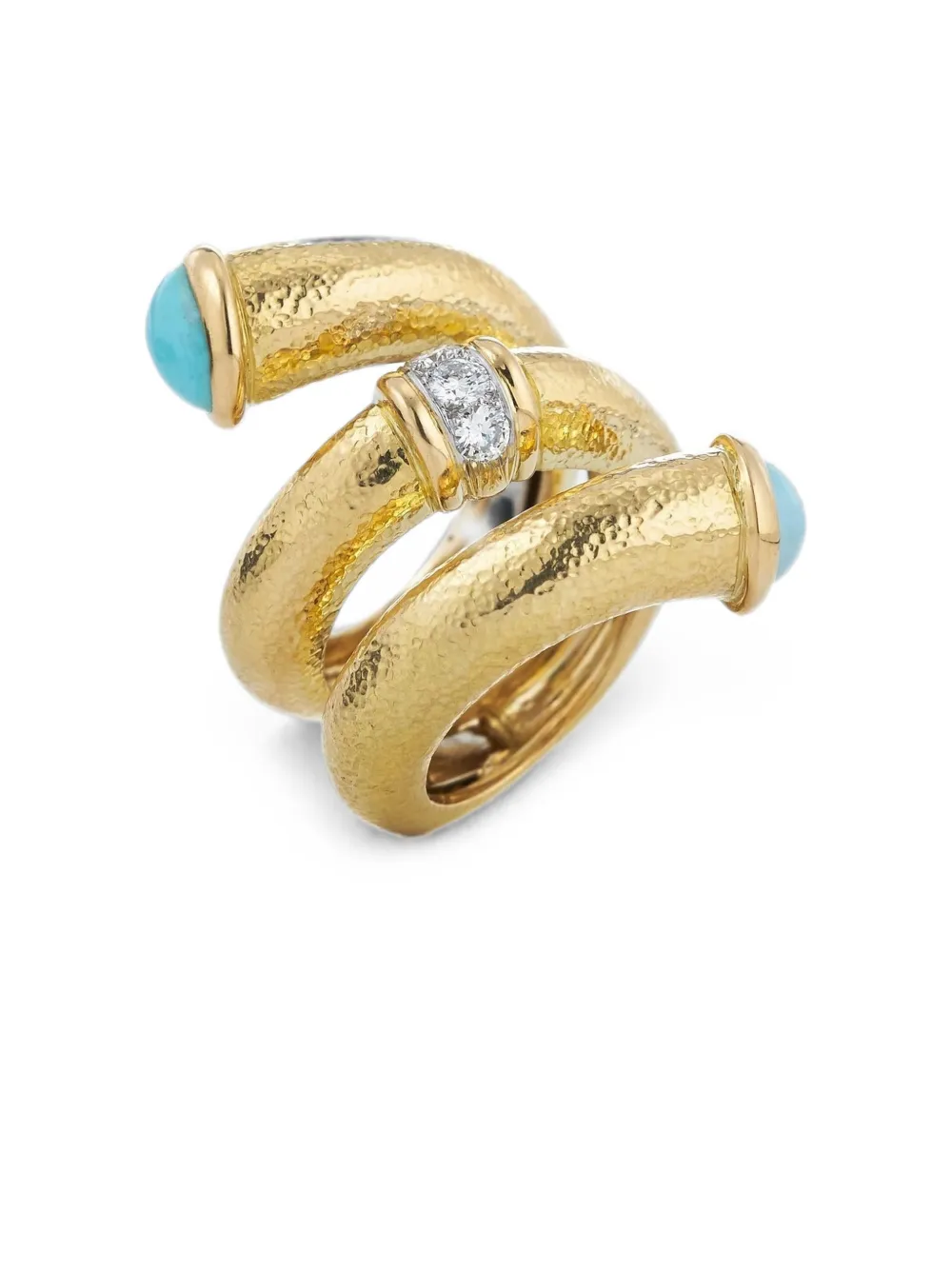  David Webb Turquoise And Diamond Pipe Ring - Oro 