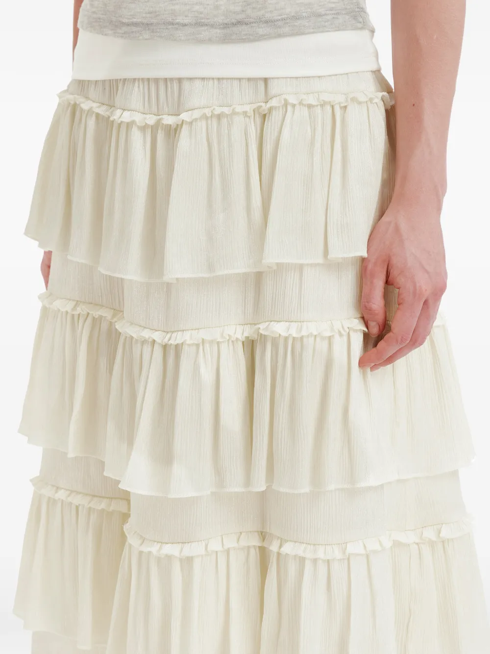 b+ab Gelaagde rok met ruches Beige