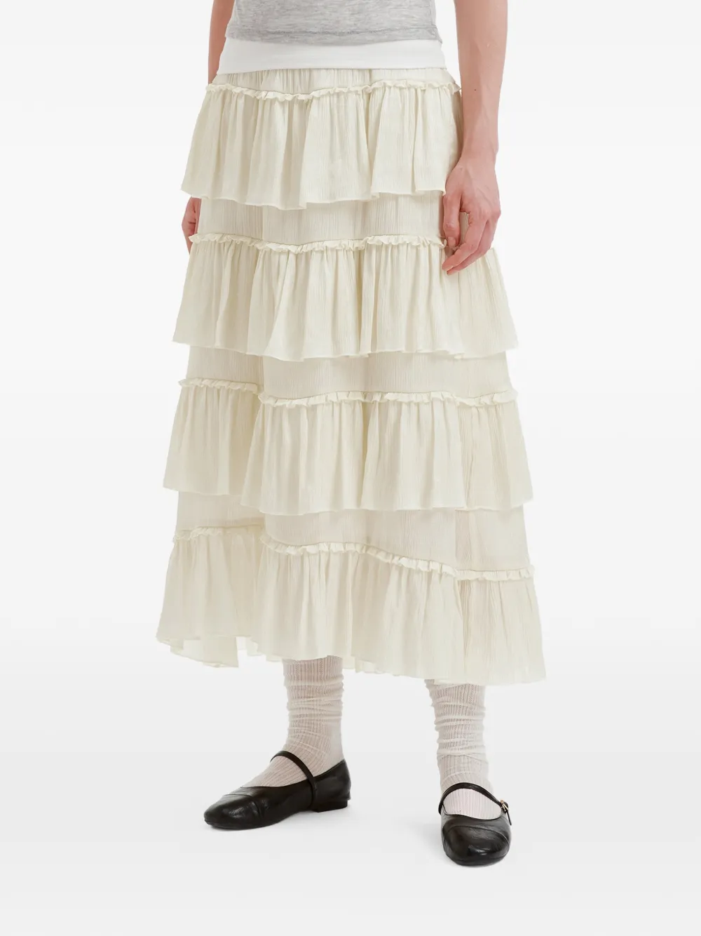 b+ab Gelaagde rok met ruches Beige