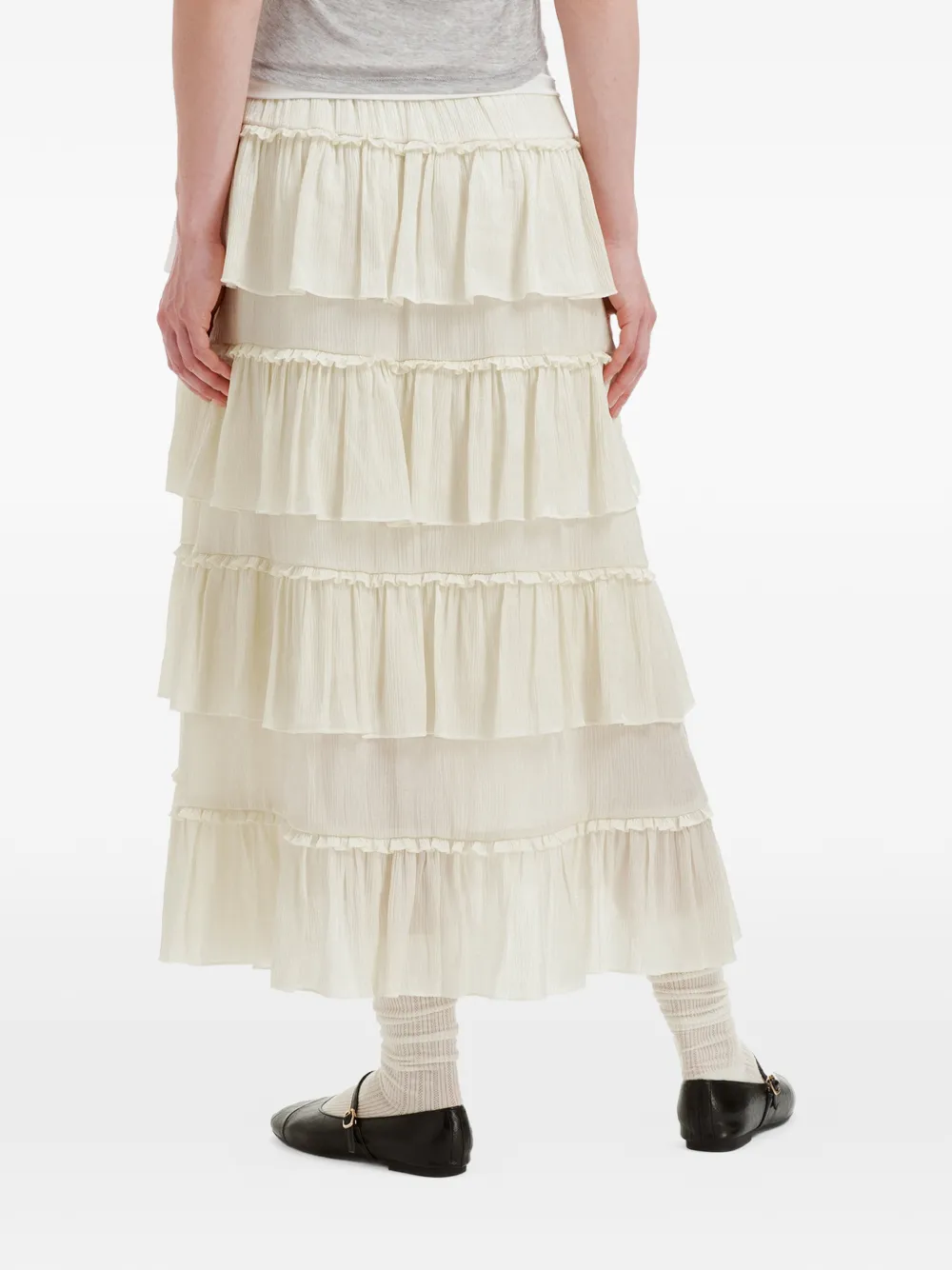 b+ab Gelaagde rok met ruches Beige