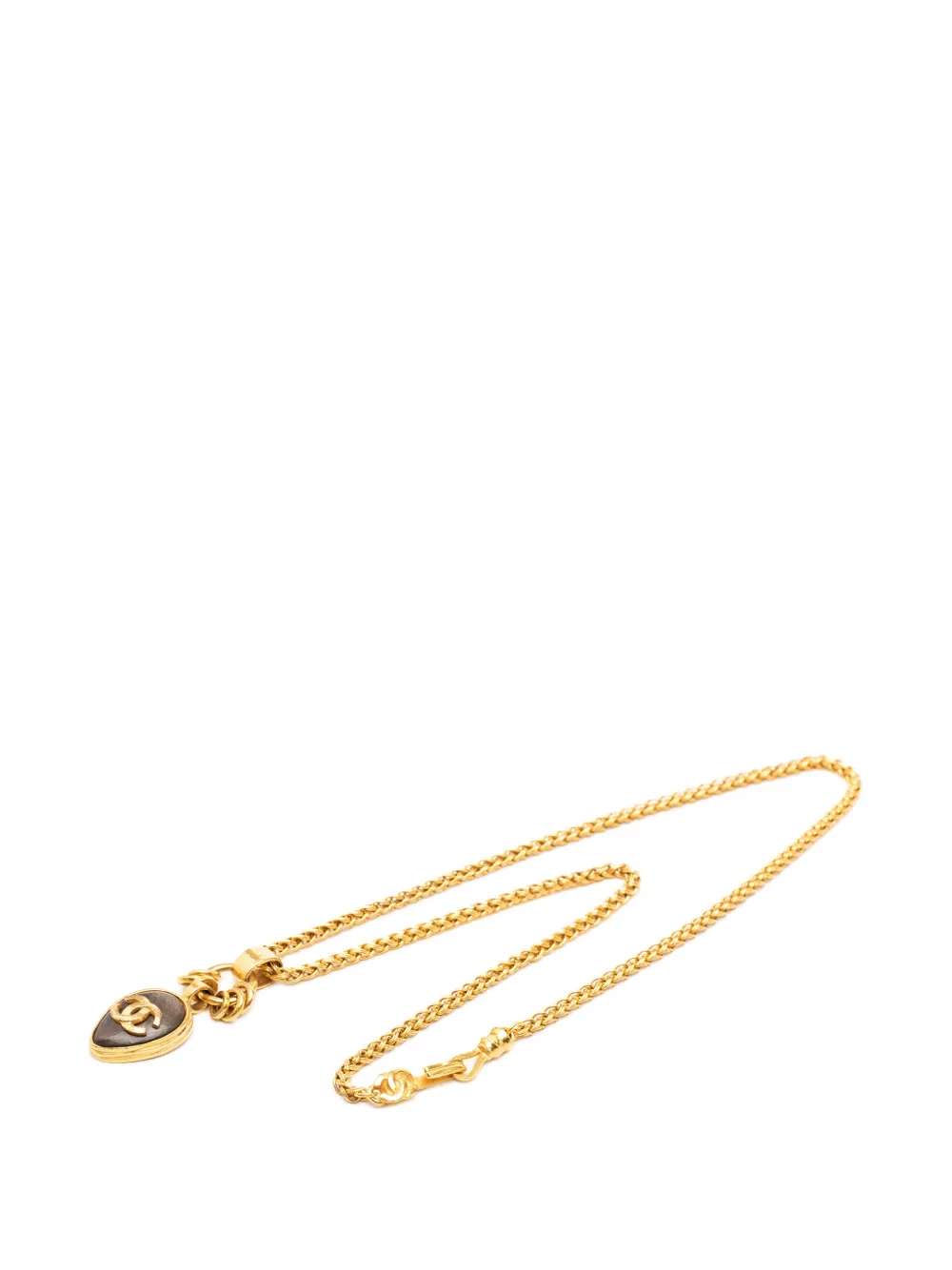 CHANEL Pre-Owned 1997 CC Gold Plated Stone Oval Pendant Necklace costume necklace - Oro