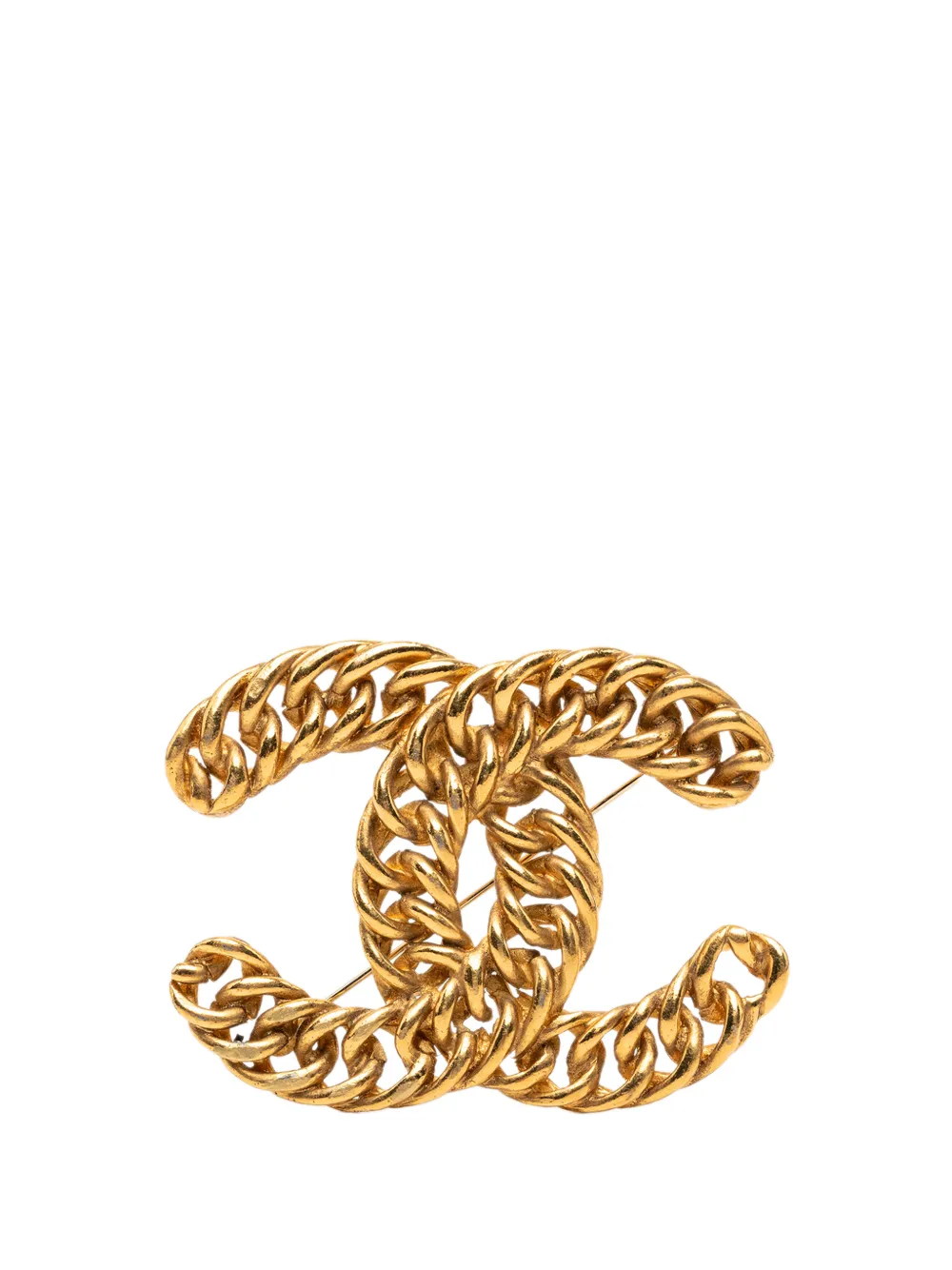 CHANEL Pre-Owned 1988-1989 CC Gold Plated Chain Pin Brooch costume brooch - Oro
