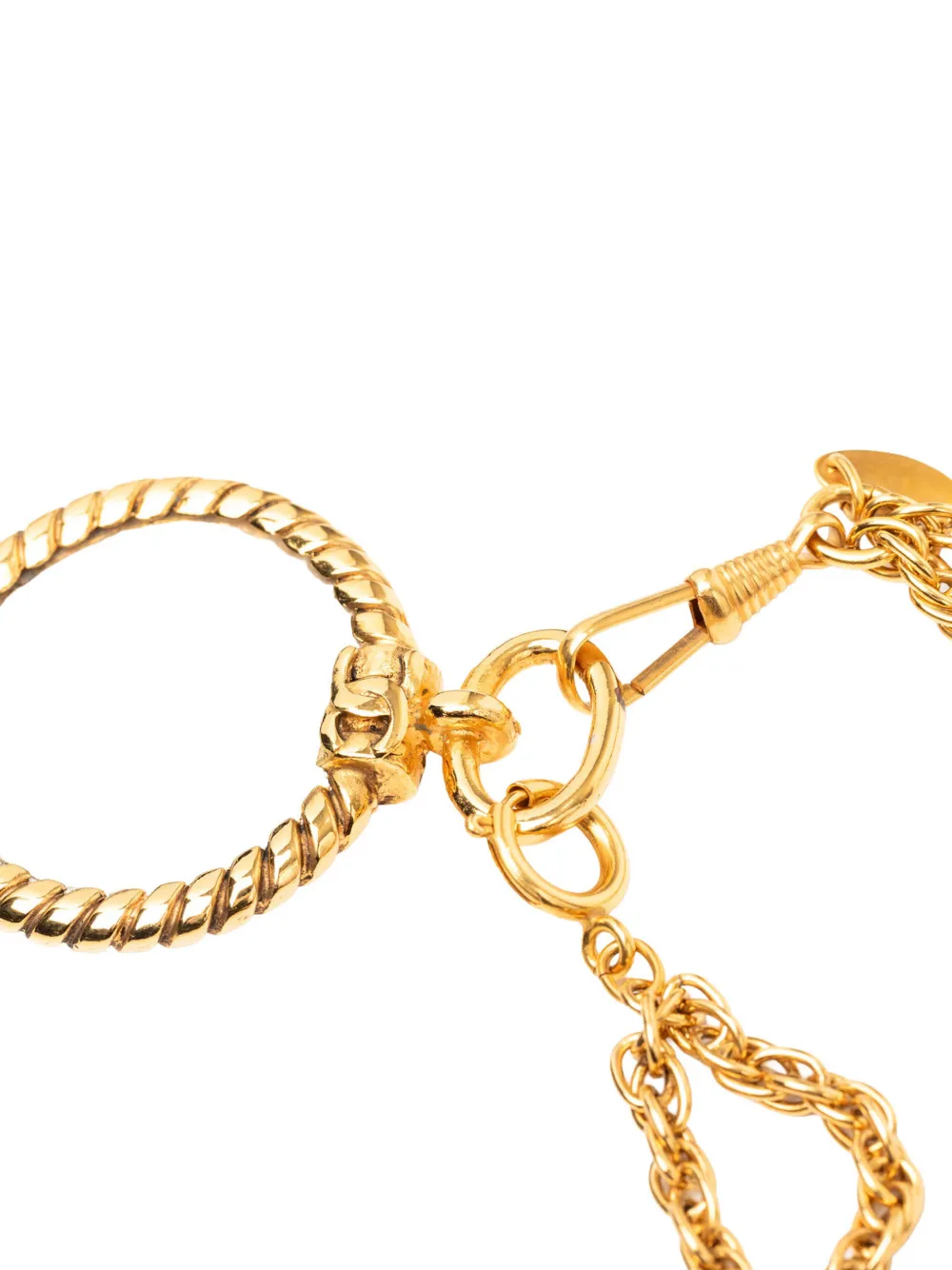  Chanel Pre-owned Collana Placcata Oro Con Doppia Catena E Pendente Cc Loupe Magnifying Glass 1970-1980 