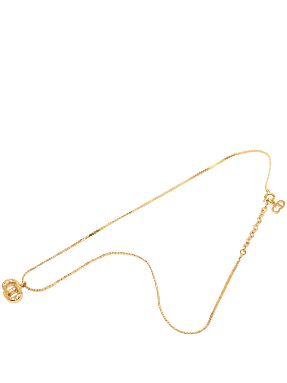Christian Dior Pre-Owned 20th Century Gold Plated Strass CD Logo Pendant Necklace costume necklace