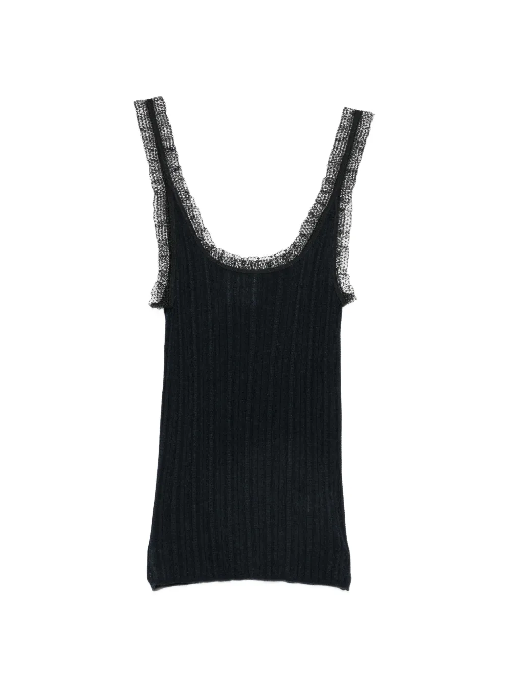 Forte Forte Top con bordo di pizzo - Blu