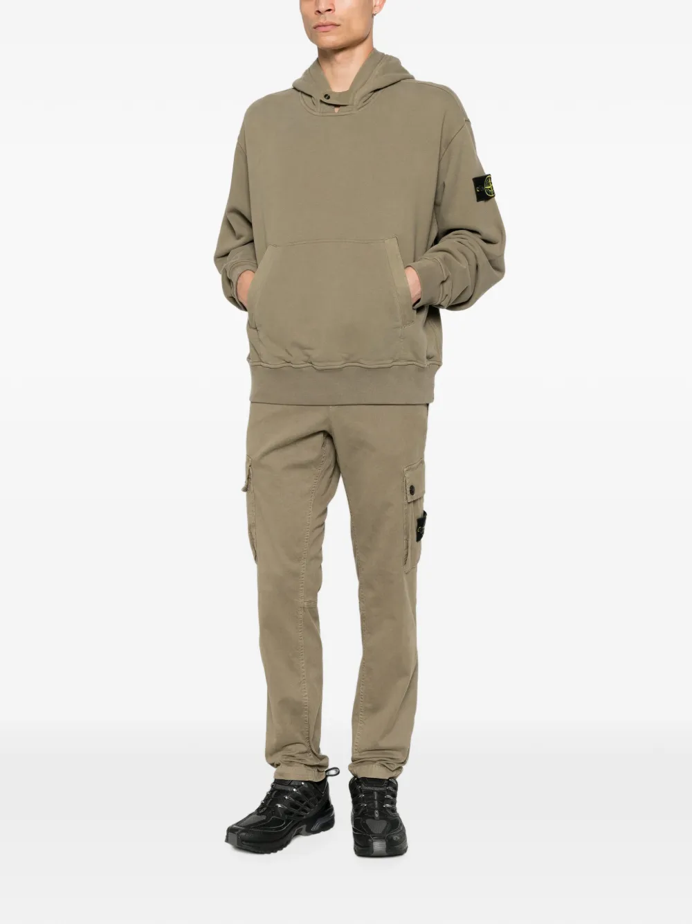 Stone Island Hoodie met logopatch Groen