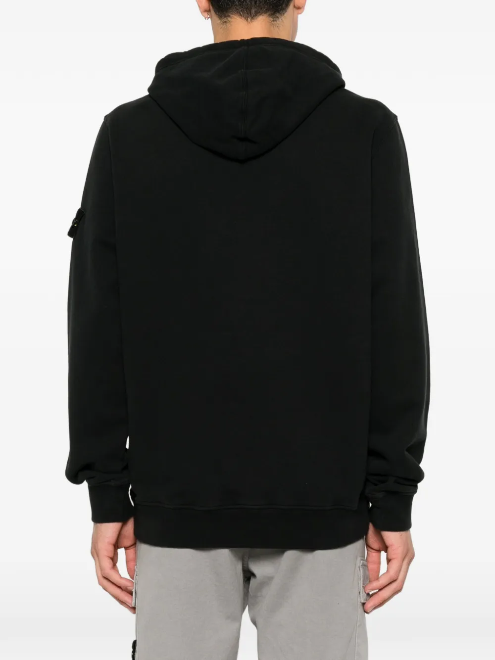 Stone Island 6100048 geborstelde sweater van biologisch katoen en fleece Zwart