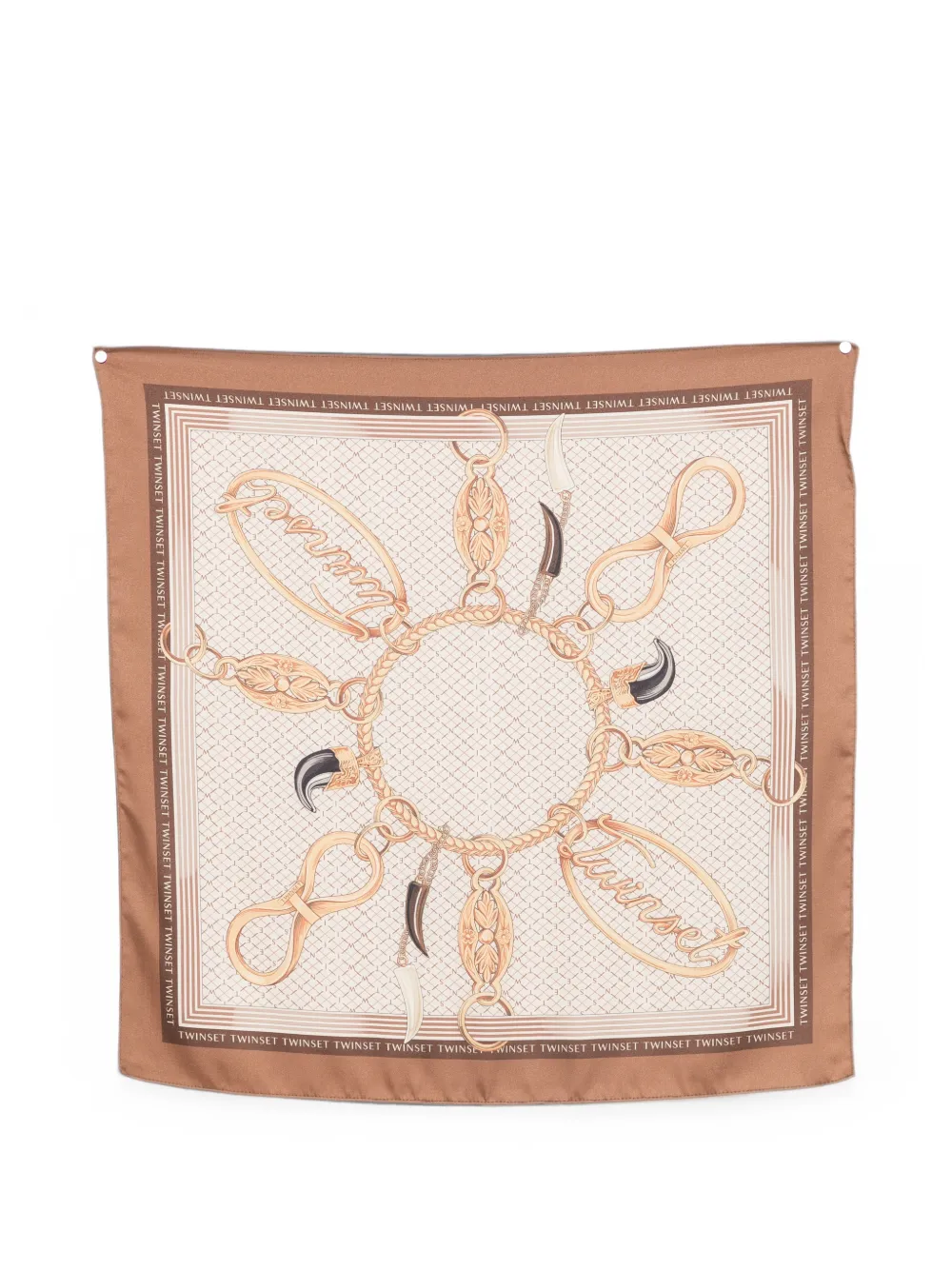 TWINSET logo-print silk scarf - Nude