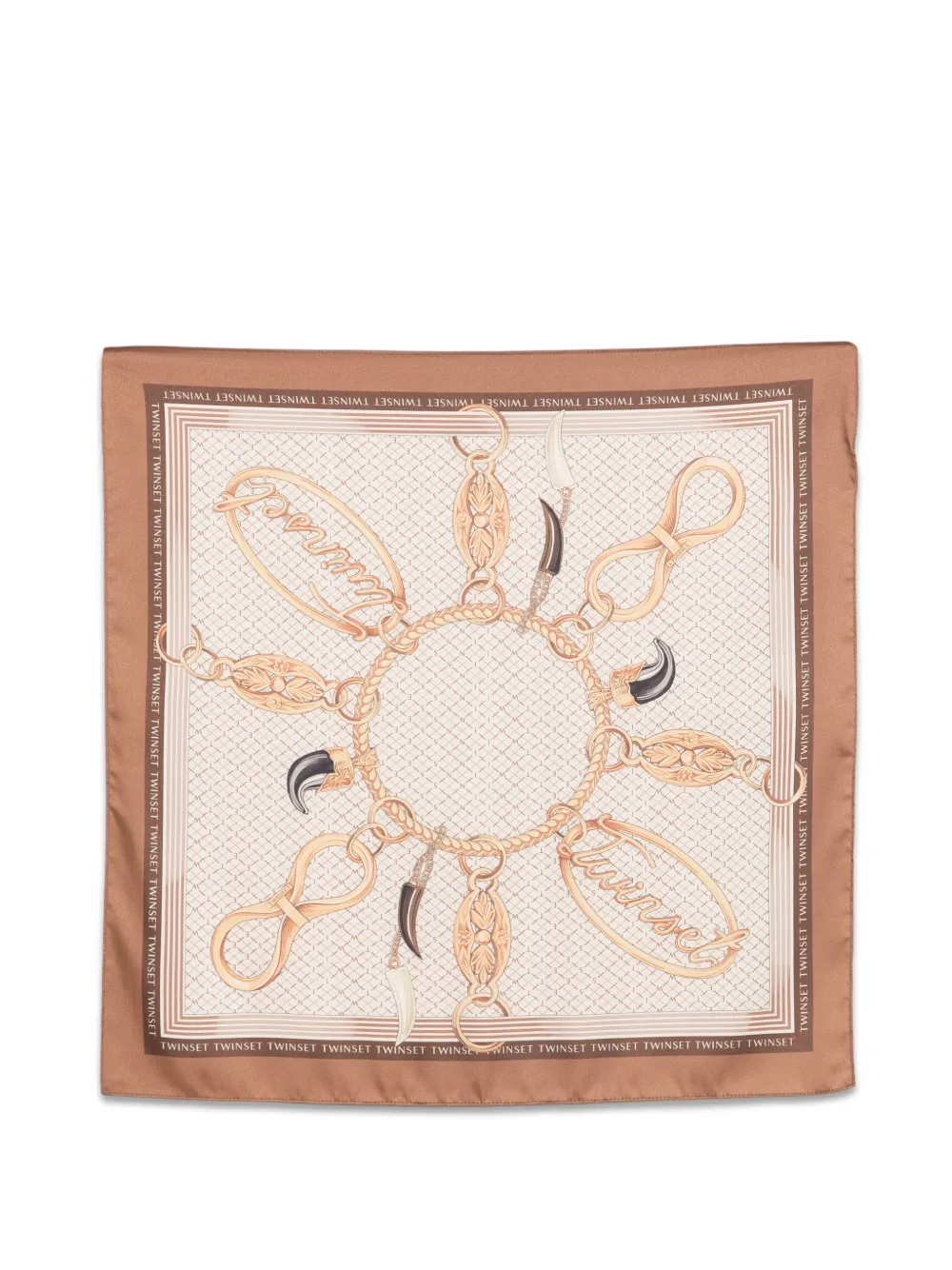 TWINSET logo-print silk scarf - Toni neutri