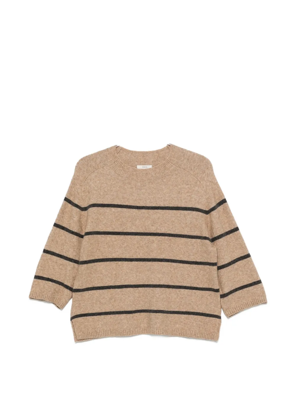 Yerse Striped Three-quarter Sleeve Sweater In Neutrals