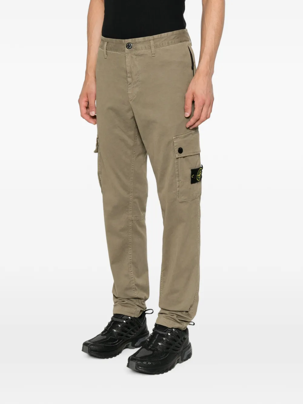Stone Island 3100034 slim-fit cargo broek met ritszakken Groen