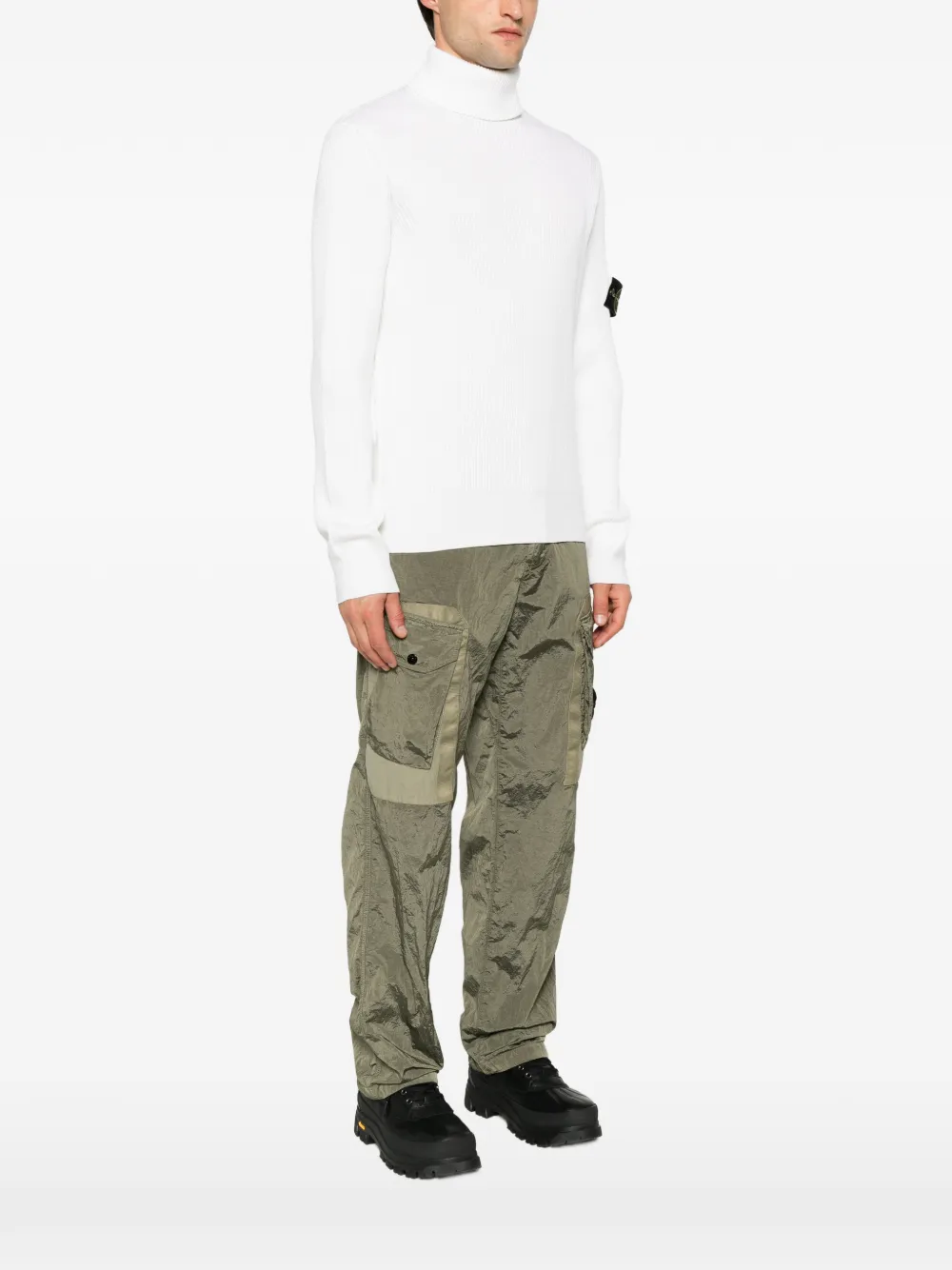 Stone Island ribbed-knit roll-neck sweater - Weiß