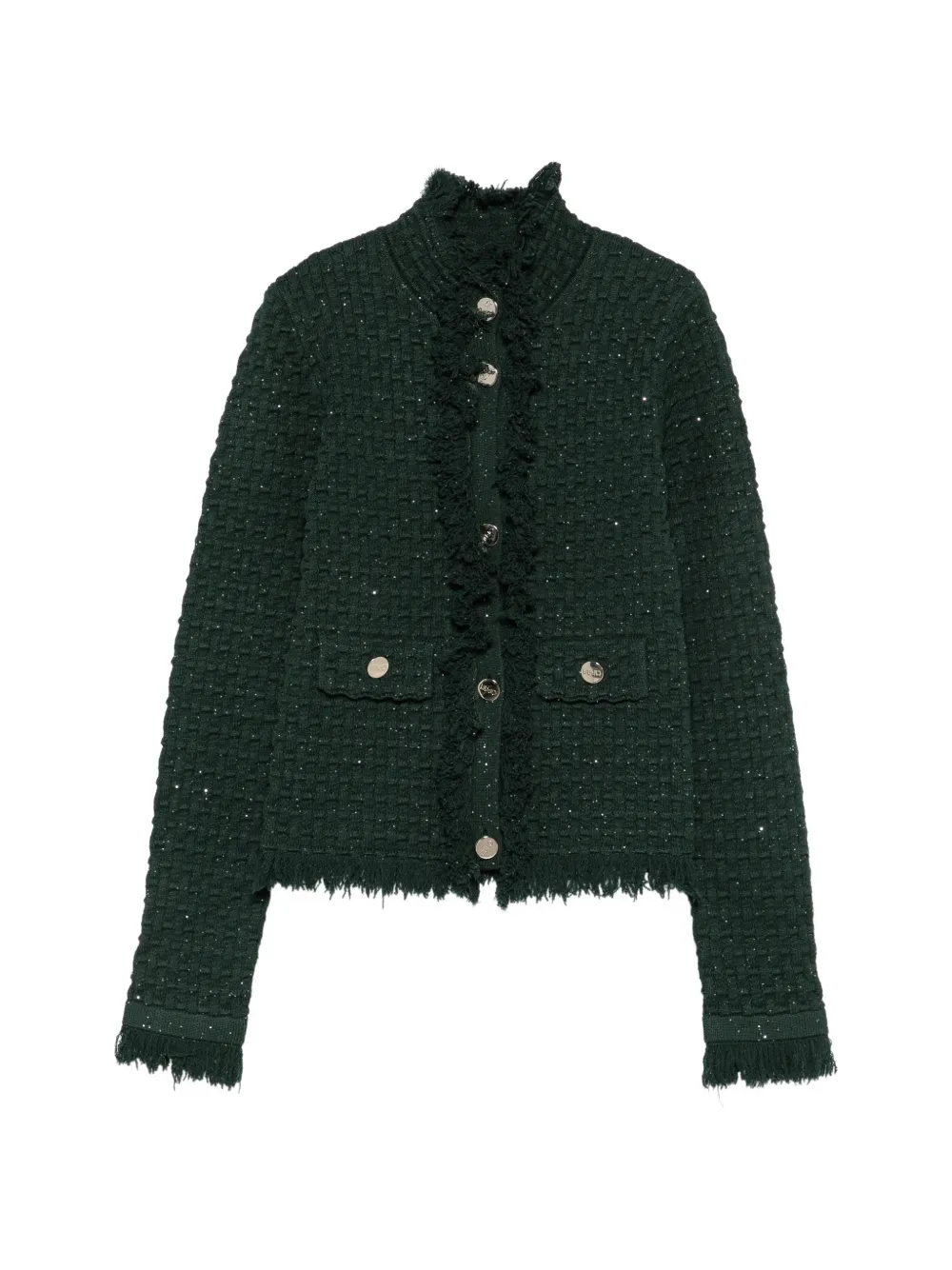 LIU JO ruffled bouclé-knit cardigan