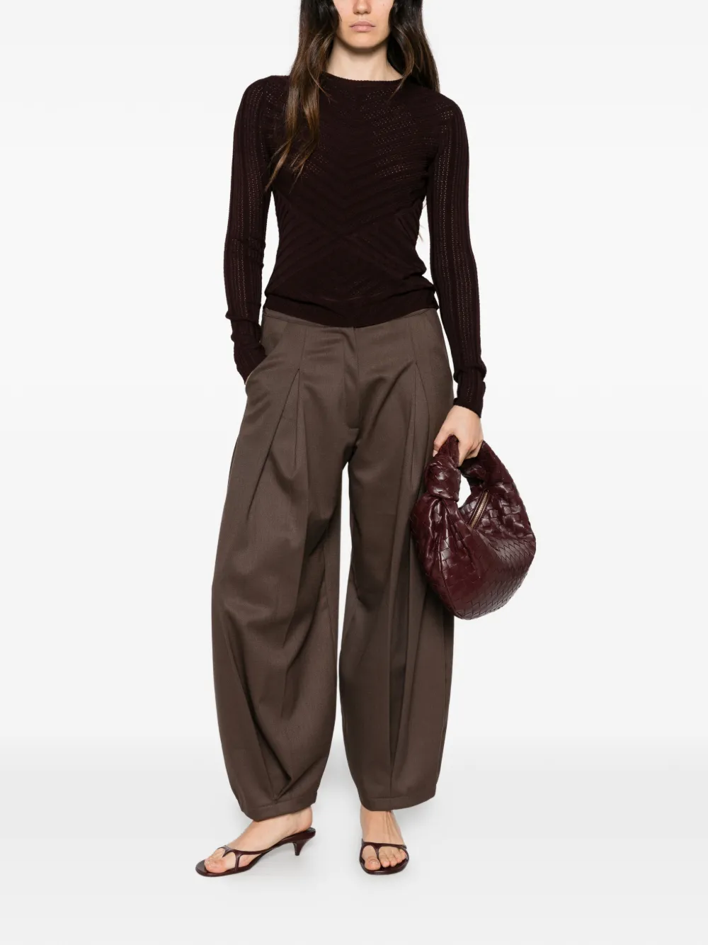 TWINSET pointelle-knit sweater Bruin