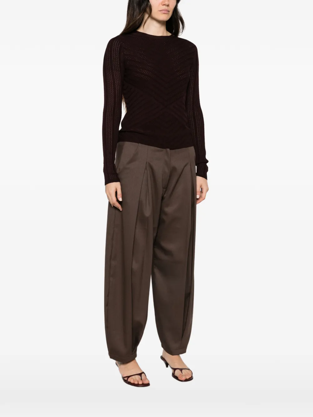 TWINSET pointelle-knit sweater Bruin