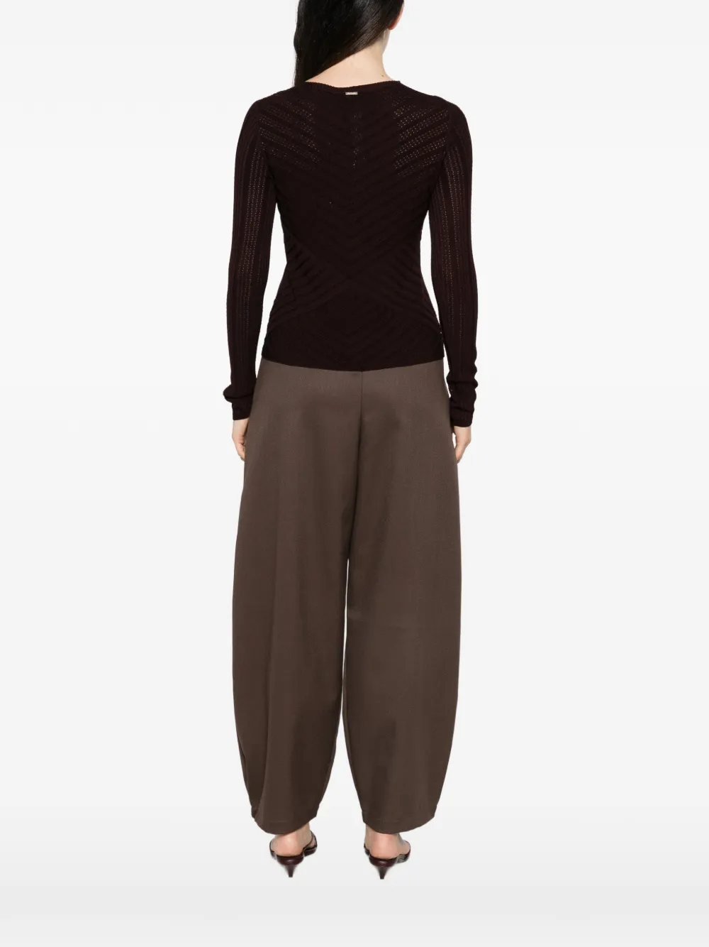TWINSET pointelle-knit sweater Bruin