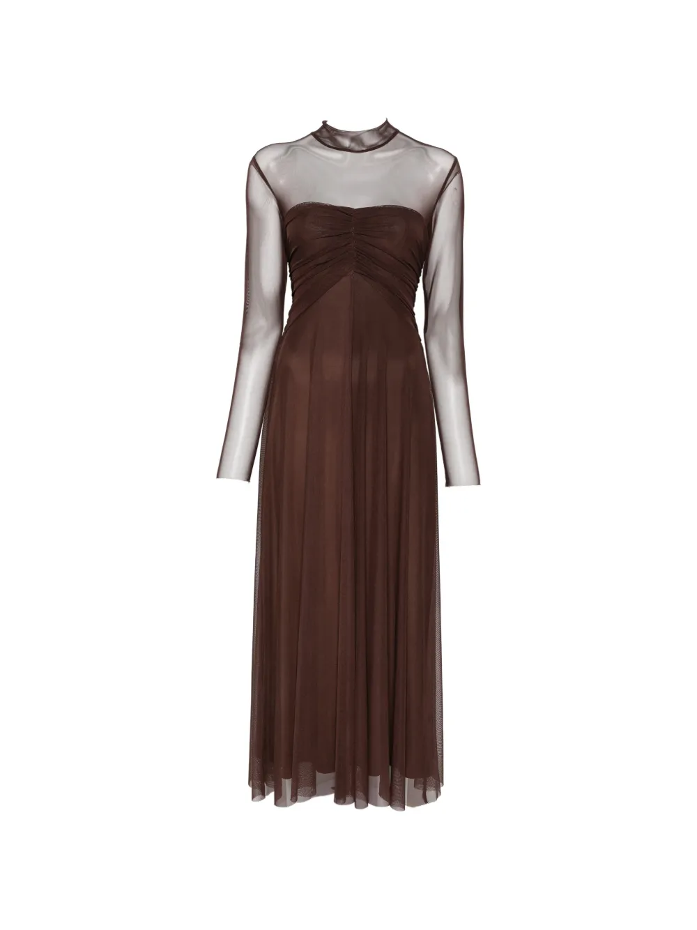 TWINSET ruched sheer-panel maxi dress - Braun