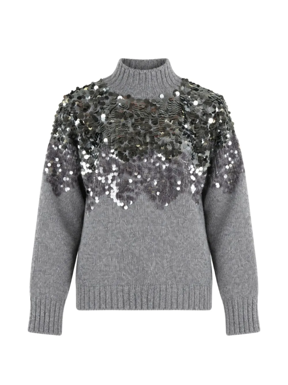 LIU JO sequin-embellished high-neck sweater - Grigio