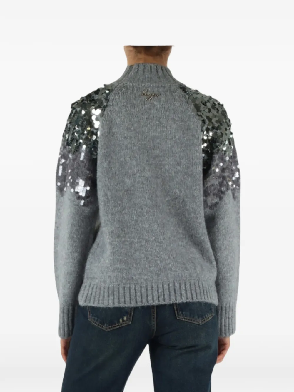 LIU JO Sweater met hoge hals en pailletten Grijs