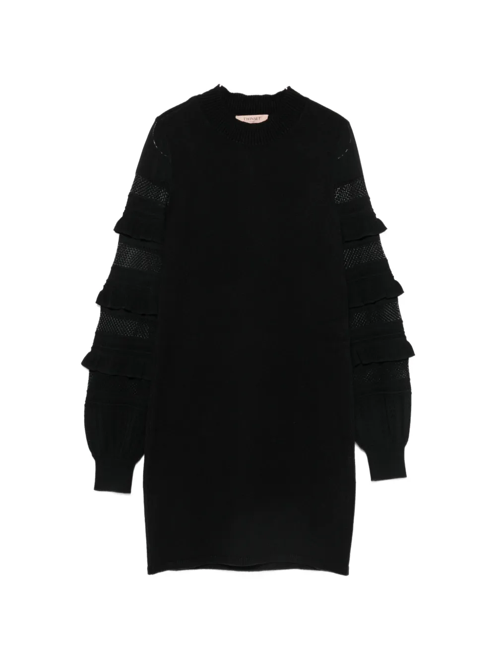 TWINSET ruffled-sleeve mini knitted dress - Schwarz