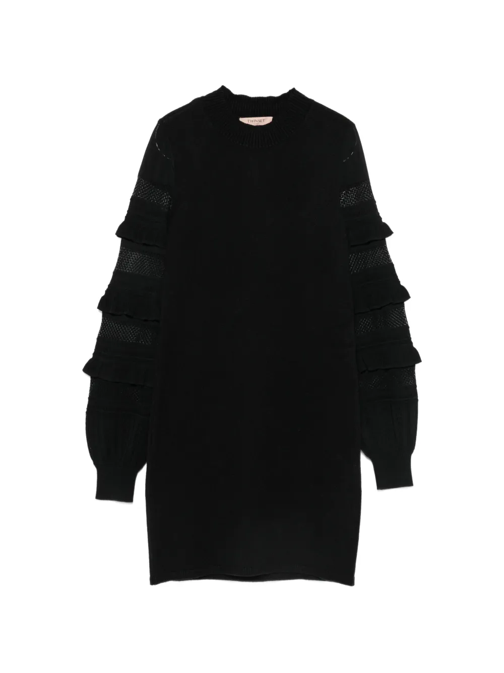 TWINSET ruffled-sleeve mini knitted dress - Nero