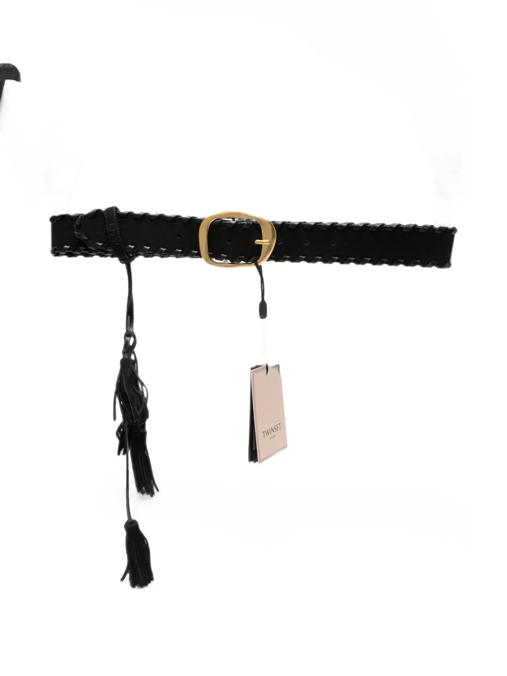 TWINSET tassel-detail whipstitch-trim belt - Nero